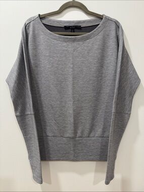White House Black Market Heather Gray Wide Scoop Neck Dolman Sweatshirt